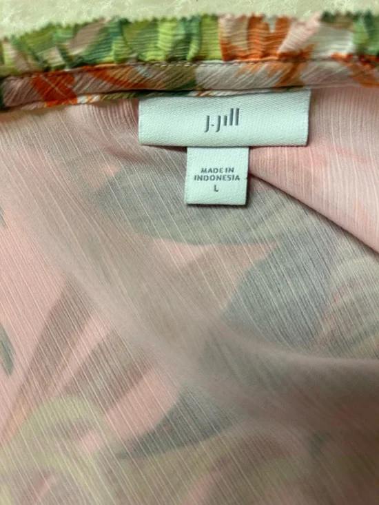 J.Jill Tropical Floral Knee-Length Tunic Size L Pink Green Resort Wear - Picture 4 of 5